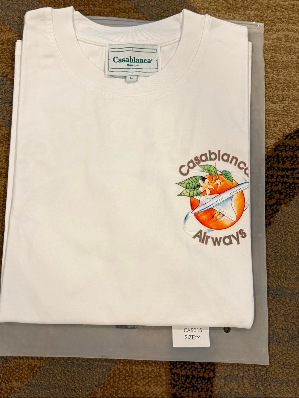 Casablanca Airways Logo Pocket T-Shirt - White with Orange Graphic